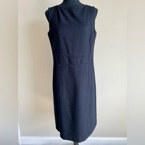 Lafayette 148 Sz S Black Wool Blend Sleeveless Shift Dress Stitch Design Midi